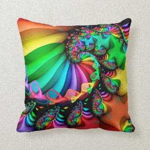 Fraktal-Kunst-Spirale-melodischer Regenbogen Kissen