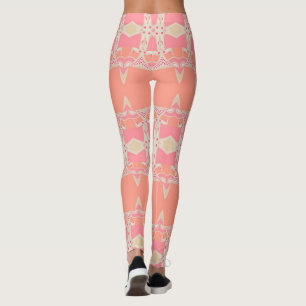 Fraktal Lace Garter Pink+Orange Leggings, die Psyd Leggings