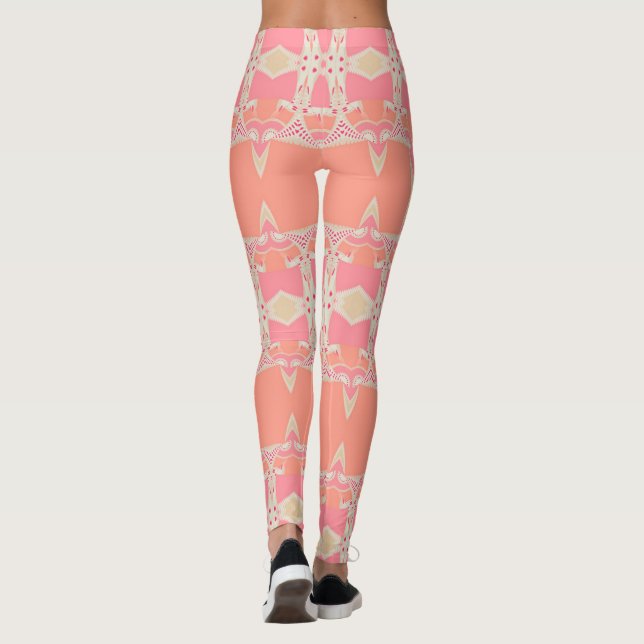 Fraktal Lace Garter Pink+Orange Leggings, die Psyd Leggings (Rückseite)