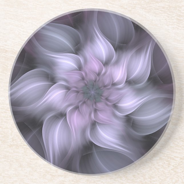 Fraktal Lila Blume Sandstone Untersetzer (Vorne)