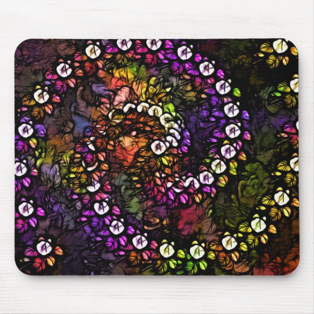 Fraktal lila floral Psychedelic Rainbow Spiral Mousepad (Vorne)