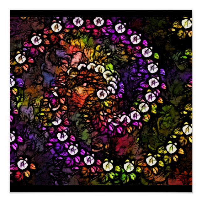 Fraktal lila Psychedelic Rainbow Spiral Trippy Poster (Vorderseite)