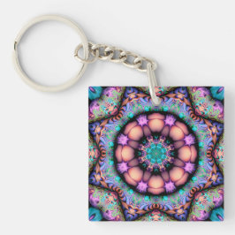 Fraktal Mandala Floral Psychedelic Art Schlüsselan Schlüsselanhänger