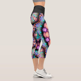 Fraktal Mandala Floral Psychedelic Capri Leggings