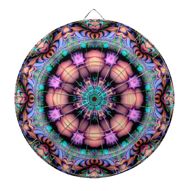 Fraktal Mandala Floral Psychedelic Dartscheibe (vorne)