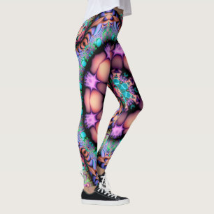 Fraktal Mandala Floral Psychedelic Leggings