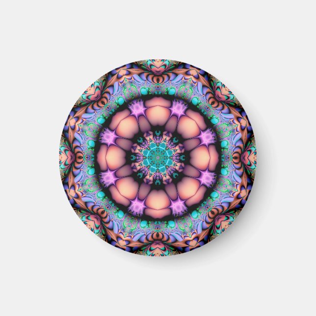 Fraktal Mandala Floral Psychedelic Magnet (Vorne)