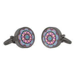 Fraktal Mandala Floral Psychedelic Manschettenknöpfe Bronze