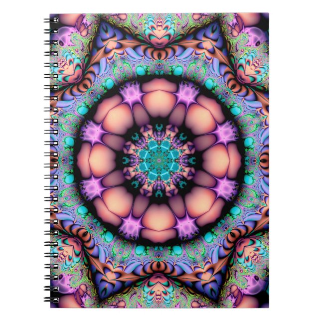 Fraktal Mandala Floral Psychedelic Notizblock (Vorderseite)