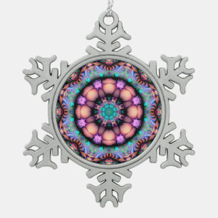 Fraktal Mandala Floral Psychedelic Schneeflocken Zinn-Ornament