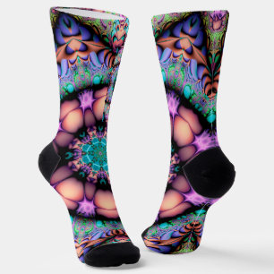 Fraktal Mandala Floral Psychedelic Socken