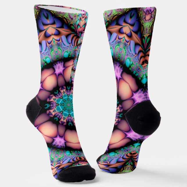 Fraktal Mandala Floral Psychedelic Socken (Gewinkelt)