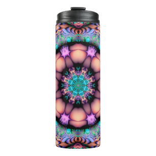 Fraktal Mandala Floral Psychedelic Thermosbecher