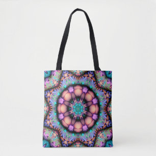 Fraktal Mandala Floral Psychedelic Tote Bag