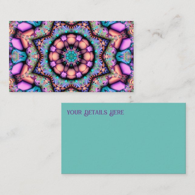 Fraktal Mandala Floral Psychedelic Visitenkarte (Vorne/Hinten)