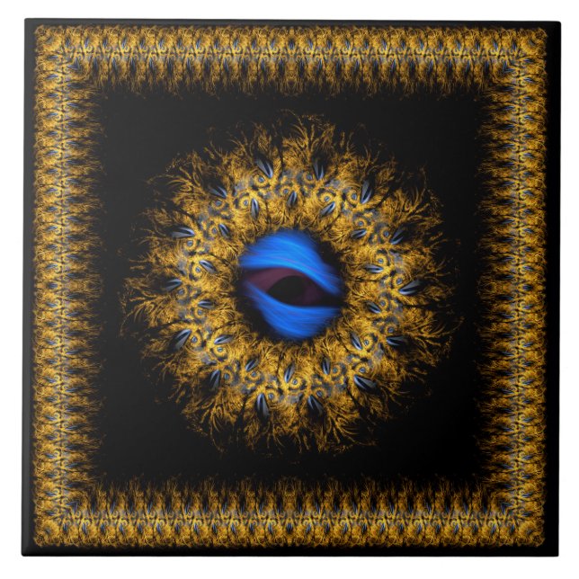 Fraktal-Mandala-Königsauge Fliese (Vorderseite)