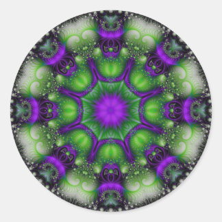 Fraktal Mandala - Lavender Delight Runder Aufkleber