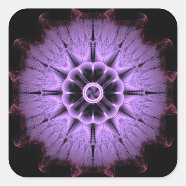 Fraktal Mandala Quadratischer Aufkleber (Vorderseite)