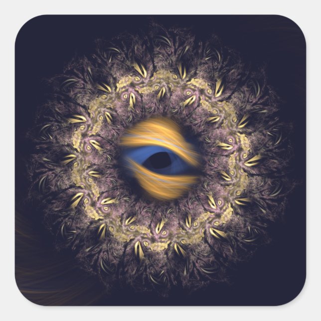 Fraktal Mandala Quadratischer Aufkleber (Vorderseite)