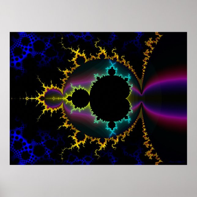 Fraktal Mandelbrot Electric Night Poster (Vorne)