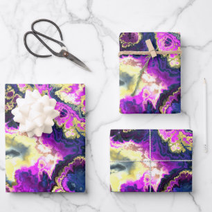 Fraktal-Marmor Geschenkpapier Set