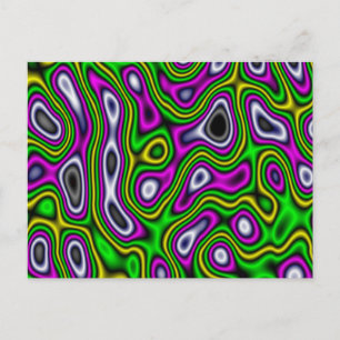 Fraktal Maze Yellow Green Magenta Postkarte