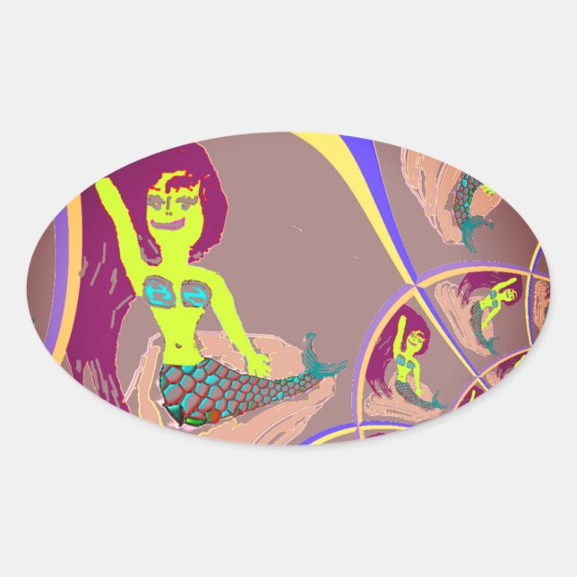 Fraktal Mermaid Fantasy Stickers (Vorderseite)