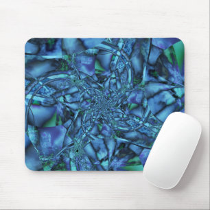 Fraktal mit Blau-Grau- und Grün-geometrischen Form Mousepad