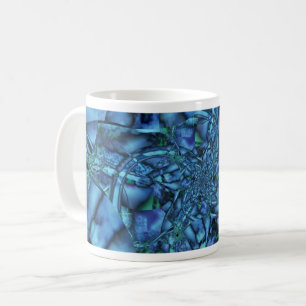 Fraktal mit Blau-Grau- und Grün-geometrischen Form Tasse