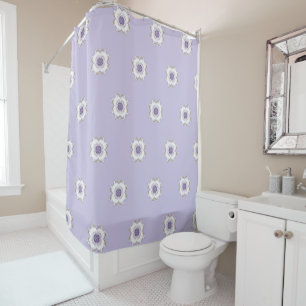 Fraktal mit Blumenmuster Art Lila Gold Lavendel Duschvorhang