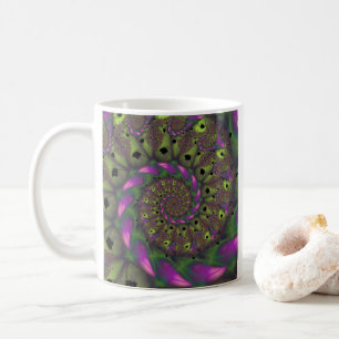 Fraktal mit grünen Lila und rosa Petalformen Kaffeetasse
