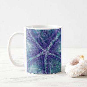 Fraktal mit Lila Blau- und Weißstern-Formen Kaffeetasse