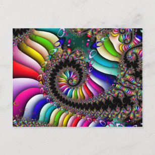 Fraktal Multicolor Spiral Postkarte