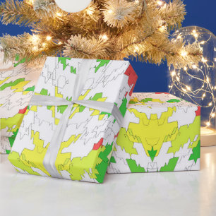 ~ Fraktal Muster Rot Grün Gelb ~ Weihnachten ~ Geschenkpapier