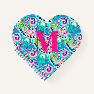 Fraktal Muster wirbeln, Türkisfarben, rosa mehrfar Notizbuch