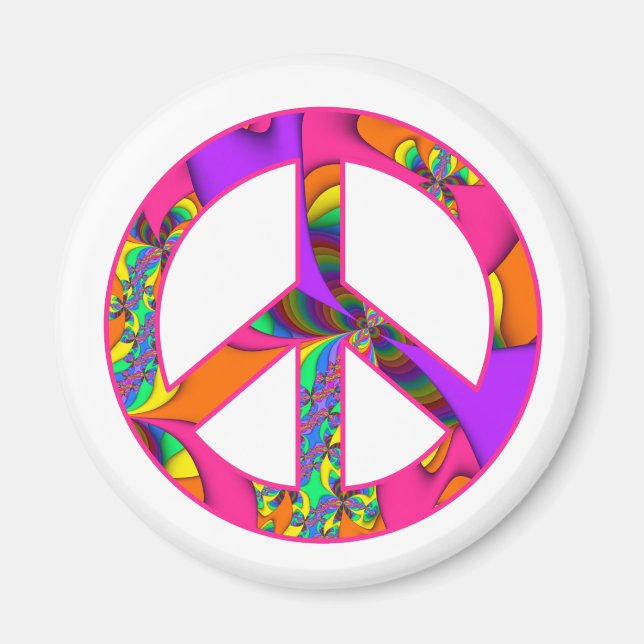 Fraktal Peace Sign Color Me Bright Magnet (Vorne)