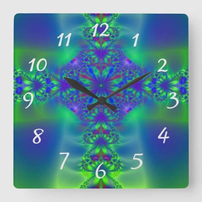 Fraktal Quadratische Wanduhr (Vorderseite)
