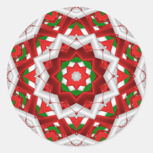 Fraktal Red Green White Holiday Ribbbons Runder Aufkleber