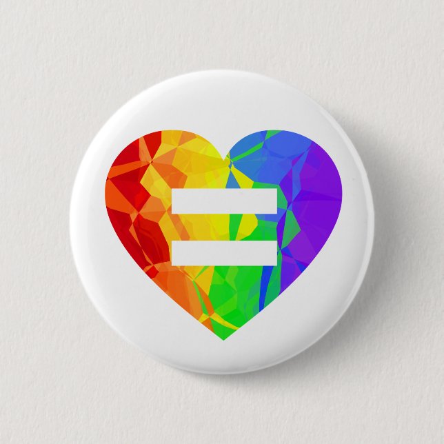 Fraktal-Regenbogen-Herz-Heirat-Gleichheits-Knopf Button (Vorderseite)
