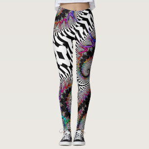 Fraktal Regenbogen Spirale Schwarz-weißen Abstrakt Leggings