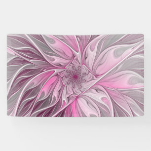 Fraktal Rosa Blume Traum, Blumenfantasy Muster Banner
