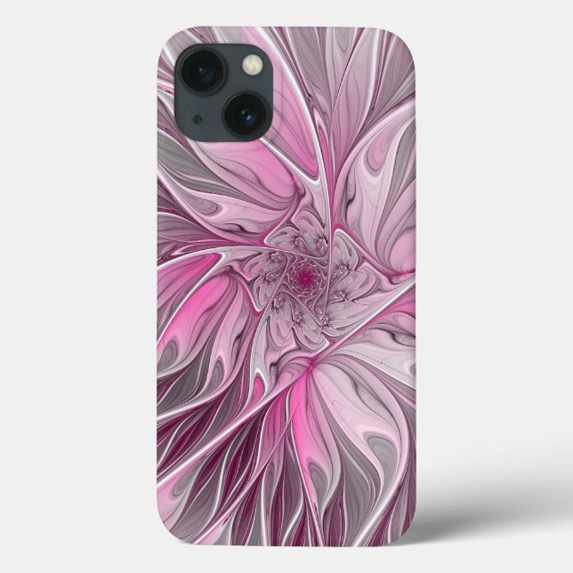 Fraktal Rosa Blume Traum, Blumenfantasy Muster Case-Mate iPhone Hülle (Rückseite)