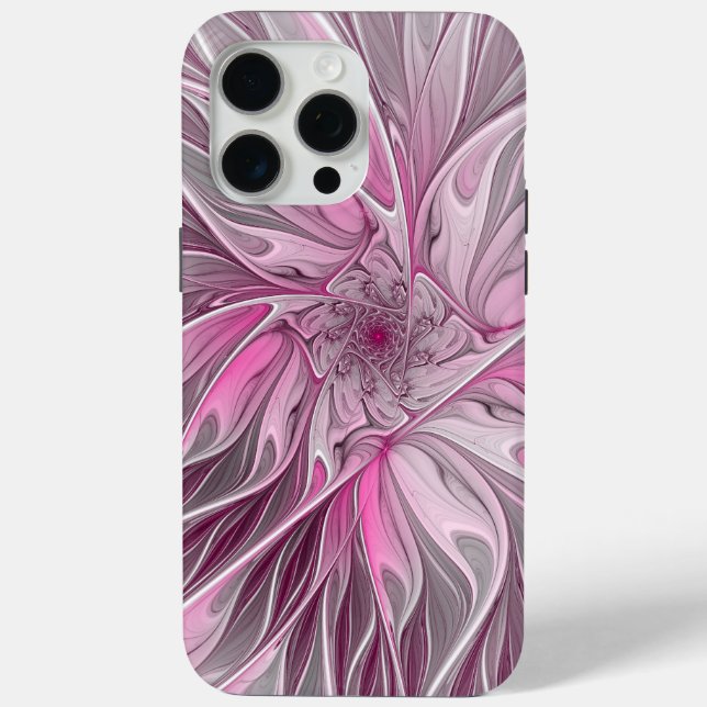 Fraktal Rosa Blume Traum, Blumenfantasy Muster Case-Mate iPhone Hülle (Rückseite)