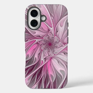 Fraktal Rosa Blume Traum, Blumenfantasy Muster iPhone 16 Hülle