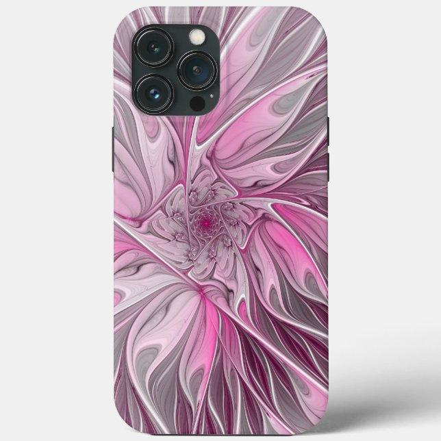 Fraktal Rosa Blume Traum, Blumenfantasy Muster Case-Mate iPhone Hülle (Rückseite)