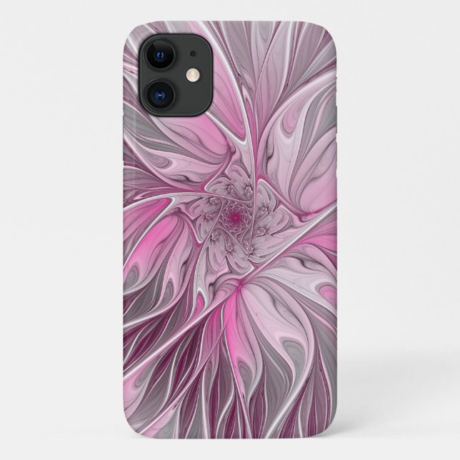 Fraktal Rosa Blume Traum, Blumenfantasy Muster Case-Mate iPhone Hülle (Rückseite)