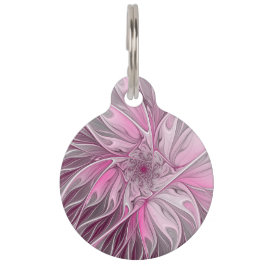 Fraktal Rosa Blume Traum, Blumenfantasy Muster Haustiermarke