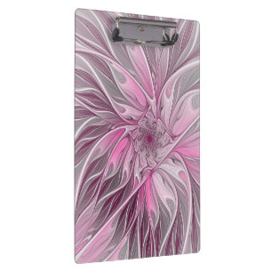 Fraktal Rosa Blume Traum, Blumenfantasy Muster Klemmbrett