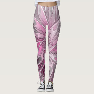 Fraktal Rosa Blume Traum, Blumenfantasy Muster Leggings
