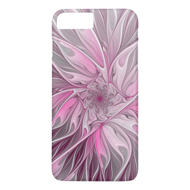 Fraktal Rosa Blume Traum, Blumenmuster Case-Mate iPhone Hülle (Rückseite)